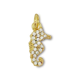 Brass TQ Metall Anh&auml;nger Seepferdchen Gold