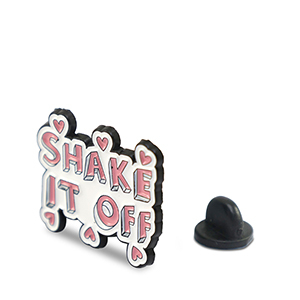 Anstecker "Shake it off" White-pink-black