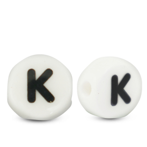 Buchstaben Perlen aus Keramik K White-black