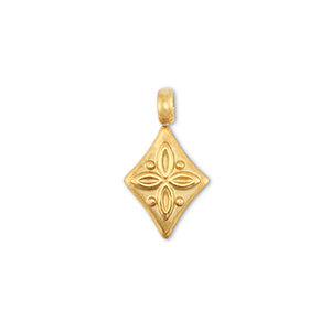 Stainless Steel - Rostfrei Stahl Anh&auml;nger Rhombus mit blume Gold