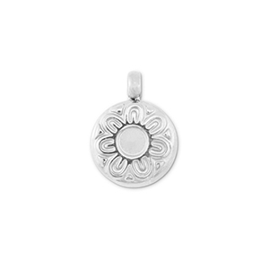 Stainless Steel - Rostfrei Stahl Anh&auml;nger Rund mit blume Silver