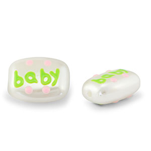 Acrylperlen "baby" Pearl-light green-light pink