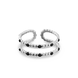 Ringe aus Stainless Steel - Rostfreiem Stahl Dots Silver-black