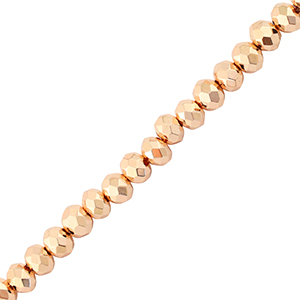 Top Glas Facett Perlen 4x3mm Rondellen Metallic rose gold