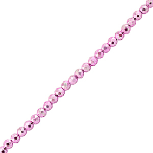 Top Glas Facett Perlen 2mm Rund Metallic fuchsia pink