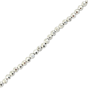 Top Glas Facett Perlen 2mm Rund Metallic silver