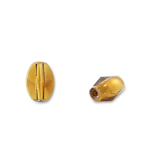 Glasperlen Oval Yellow transparent-gold