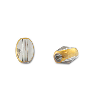 Glasperlen Oval Grey transparent-gold