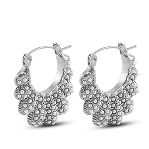 Ohrringe aus Stainless Steel - Rostfreiem Stahl Ohrstecker L&uuml;fter mit Imitation Perlen Silver