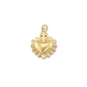 Brass TQ Metall Anh&auml;nger Hertz mit Kreuz Gold