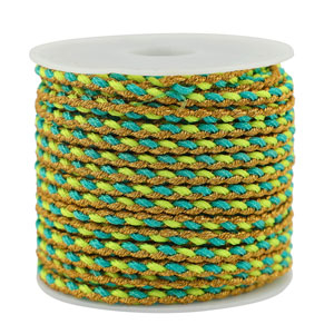 Trendy Kordel geflochten 3mm Turquoise-green-gold