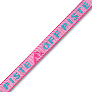 Schmuckband mit Text "Off piste" Light pink-cyan blue-magenta