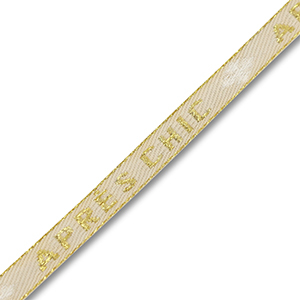 Schmuckband mit Text "Apr&egrave;s chic" Sand beige-gold-white