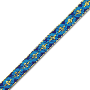 Schmuckband mit Text Rund mit Kreuz Blue-gold