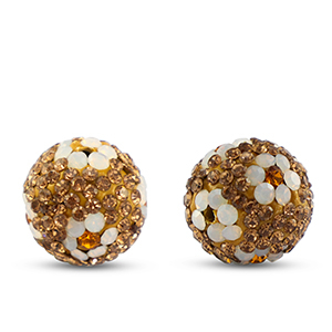 Bohemian-Perlen Rund Taupe brown-white