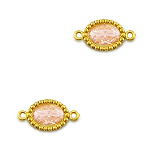 Stainless Steel - Rostfrei Stahl Zwischenst&uuml;cke Zirkonia Oval Gold-light orange