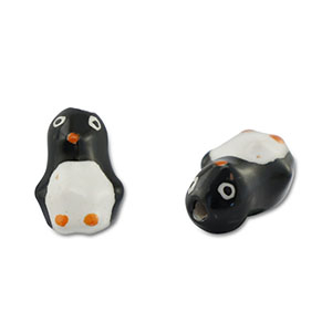 Handbemalt Glasperlen Pinguin Black-white