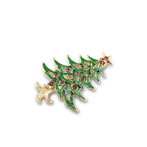 Broschen Weihnachtsbaum Gold-green-multicolor