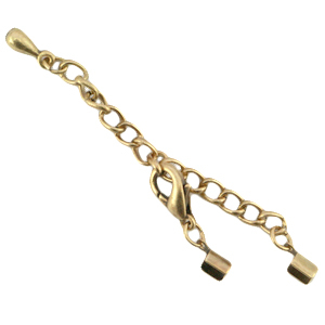 DQ Metall Verl&auml;ngerungsketten Set mit Karabinerverschluss und 2mm Klemmen Antik bronze (nickelfrei)