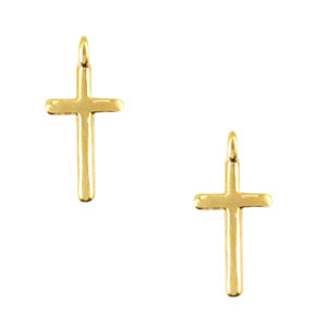 Metall Anh&auml;nger DQ Kreuz mit &Ouml;se Gold (Nickelfrei)
