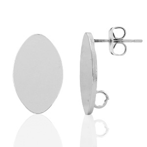 Metall Zubeh&ouml;r DQ Earpin oval 11x18mm Antik silber (nickelfrei)