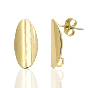 Metall Zubeh&ouml;r DQ Earpin oval 9x18mm Gold (nickelfrei)