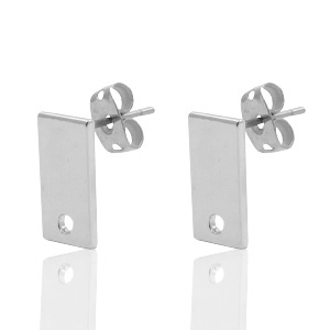 Metall Zubeh&ouml;r DQ Earpin Rechteck 6x12mm Antik silber (nickelfrei)
