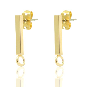 Metall Zubeh&ouml;r DQ Earpin Bar 14x2mm Gold (nickelfrei)