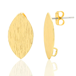 Metall Zubeh&ouml;r DQ Earpin Oval mit &Ouml;se Gold (Nickelfrei)