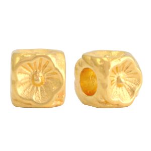 Metall Perlen DQ Blume cube 5mm Gold (Nickelfrei)