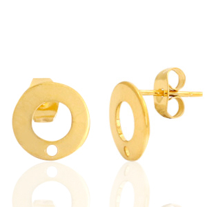 Ohrringe aus Stainless Steel - Rostfreiem Stahl Ohrstecker 10mm mit &Ouml;se Gold