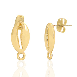 Metall Zubeh&ouml;r DQ Ohrstecker Muschel mit &Ouml;se Gold (Nickelfrei)