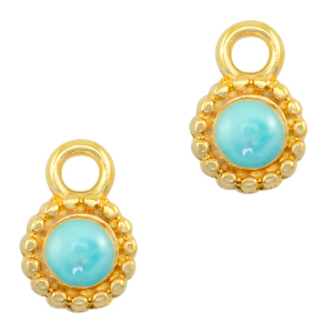 Metall Anh&auml;nger DQ Pearl turquoise blue-gold (Nickelfrei)