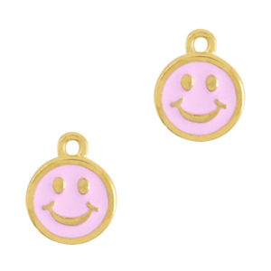 Metall Anh&auml;nger DQ Smiley Gold-light pink (Nickelfrei)