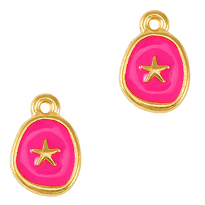 Metall Anh&auml;nger DQ Seestern Gold-neon fuchsia pink (nikkelvrij)
