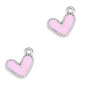 Metall Anh&auml;nger DQ Herz Antik silber-lilac rose (nikkelvrij)