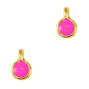 Metall Anh&auml;nger DQ 5mm Gold-neon fuchsia pink (Nickelfrei)