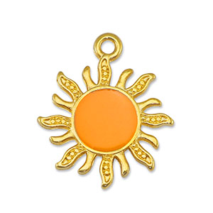 Metall Anh&auml;nger DQ Sonne Orange-Gold (Nickelfrei)
