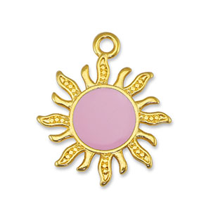 Metall Anh&auml;nger DQ Sonne Light Pink-Gold (Nickelfrei)