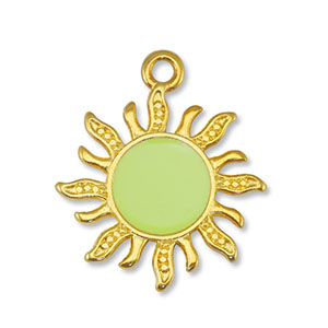 Metall Anh&auml;nger DQ Sonne Lime Yellow-Gold (Nickelfrei)