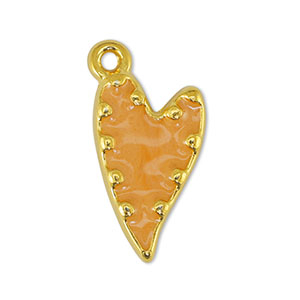Metall Anh&auml;nger DQ Herz Pearl Light Orange-Gold (Nickelfrei)