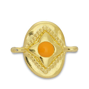 Metall Anh&auml;nger DQ Zwischenst&uuml;ck Oval Gold-orange (Nickelfrei)