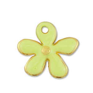 Metall Anh&auml;nger DQ Blume Gold-lime yellow (Nickelfrei)