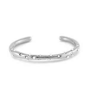 Armb&auml;nder aus Stainless Steel - Rostfreiem Stahl Bangle mit Imitation Perlen Silver