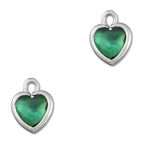 Anh&auml;nger Kristallglas Herz Emerald green-silver