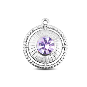 BY31&reg; Stainless Steel - Rostfrei Stahl Anh&auml;nger Rund mit Ring Silver-light lilac