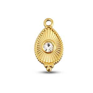 BY31&reg; Stainless Steel - Rostfrei Stahl Anh&auml;nger Tropfenform Gold-crystal