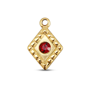 BY31&reg; Stainless Steel - Rostfrei Stahl Anh&auml;nger Rhombus Gold-ruby red