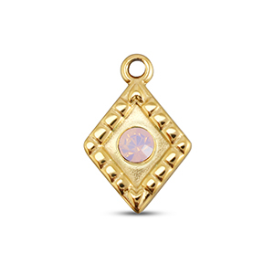 BY31&reg; Stainless Steel - Rostfrei Stahl Anh&auml;nger Rhombus Gold-soft pink opal