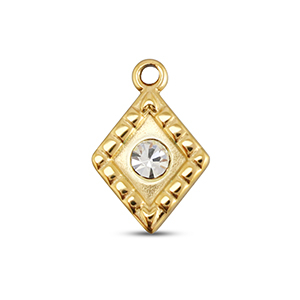 BY31&reg; Stainless Steel - Rostfrei Stahl Anh&auml;nger Rhombus Gold-crystal
